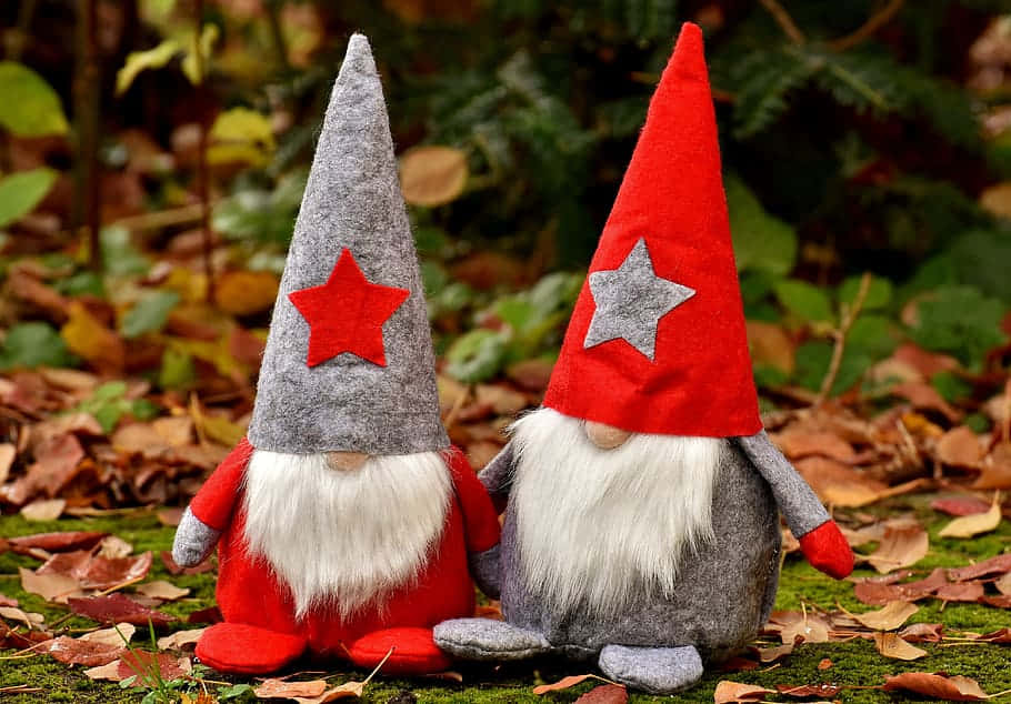 A Beautiful Christmas Gnome Enjoying The Snow-filled Holiday Season. Background