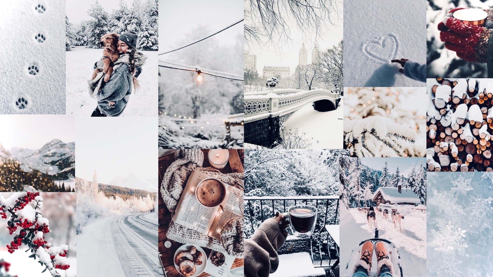 A Beautiful Collage Of Wintery Wonder Background