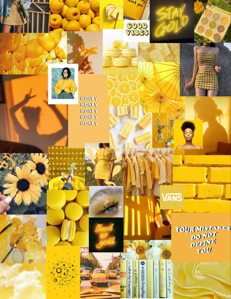 A Beautiful Collage Of Yellow Aesthetics Background