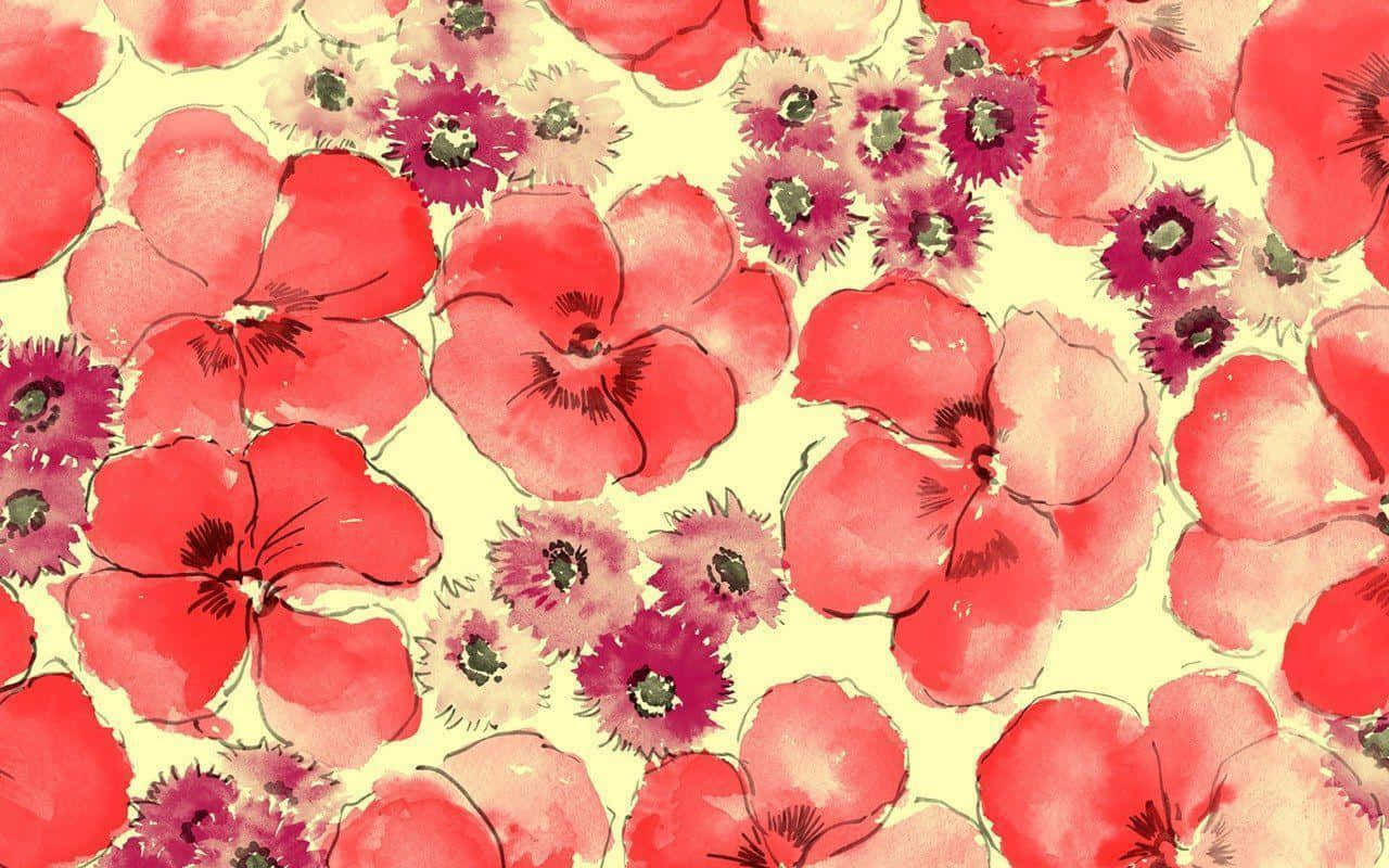 A Beautiful Floral Computer For A Bright And Stylish Workspace Background
