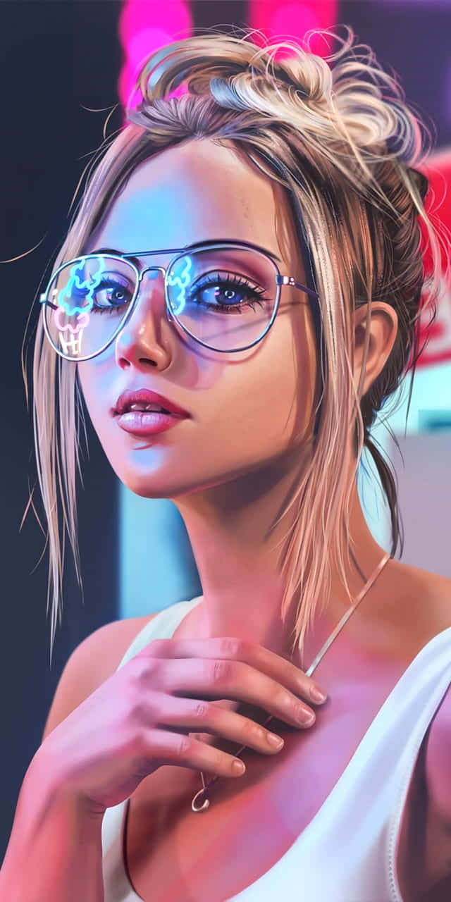A Beautiful Girl Cartoon Looking Off Into The Distance Background