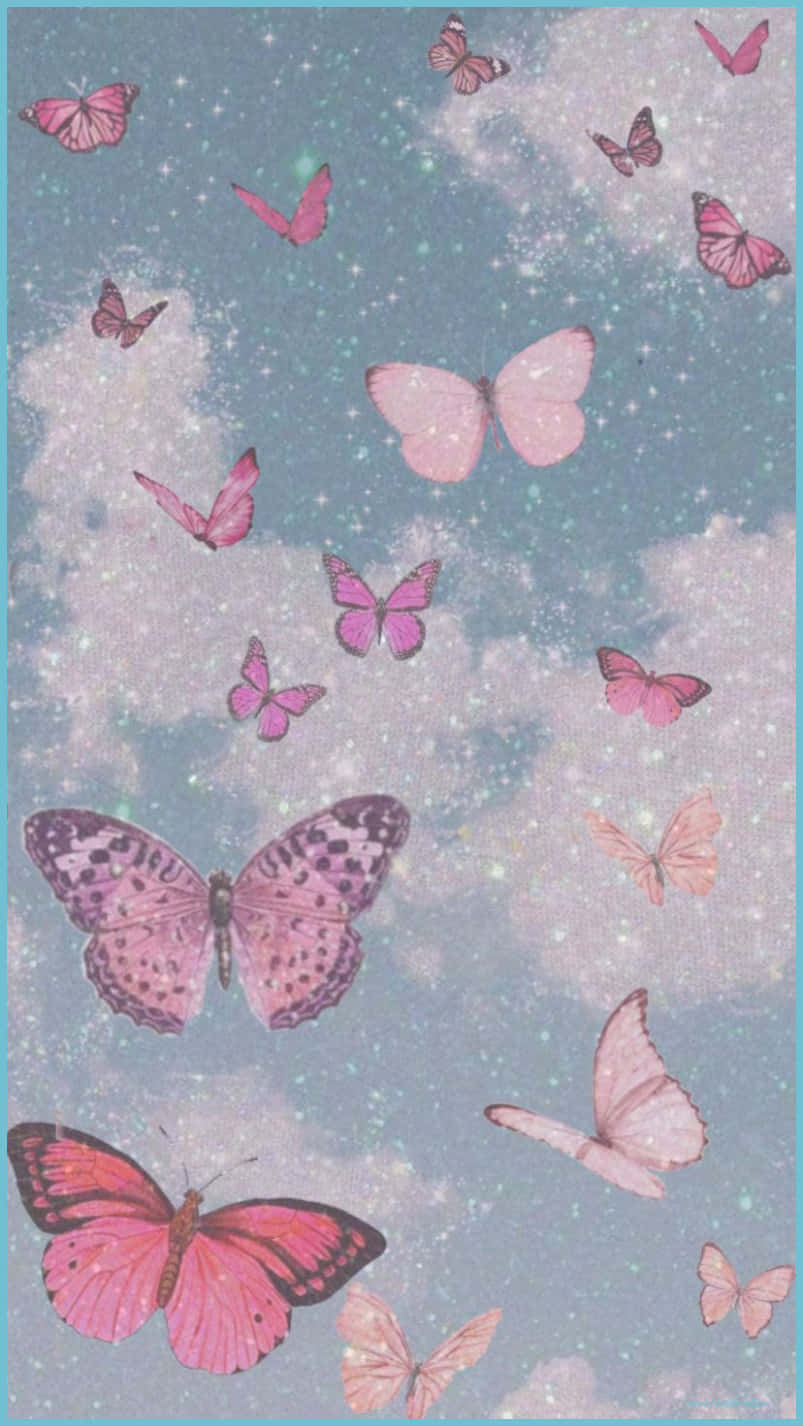 A Beautiful Glitter Butterfly Creating A Sparkling Spectacle Background