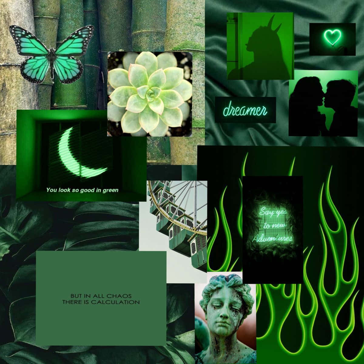 A Beautiful Green Collage With Natural Elements. Background