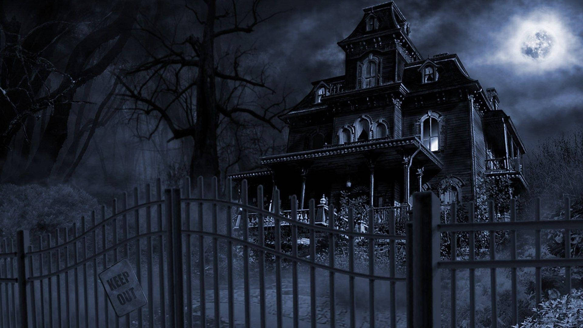 A Beautiful Haunted House On A Spooky Halloween Night. Background