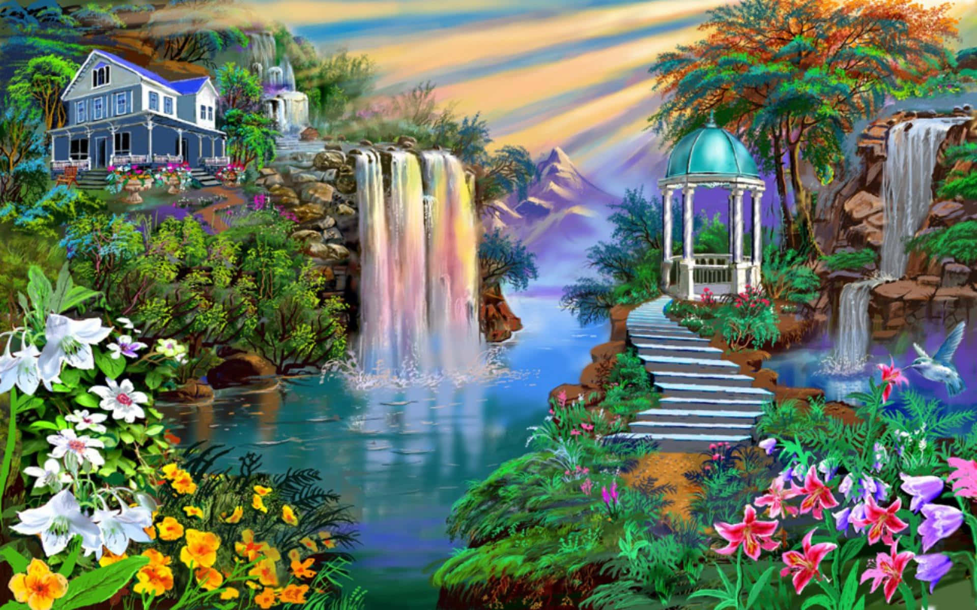 A Beautiful Land Of Paradise Created By Jehovah Background
