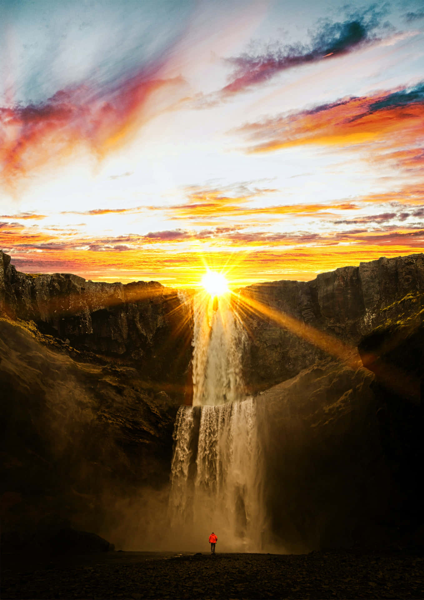 A Beautiful Landscape Bathed In Warm Sunshine Background