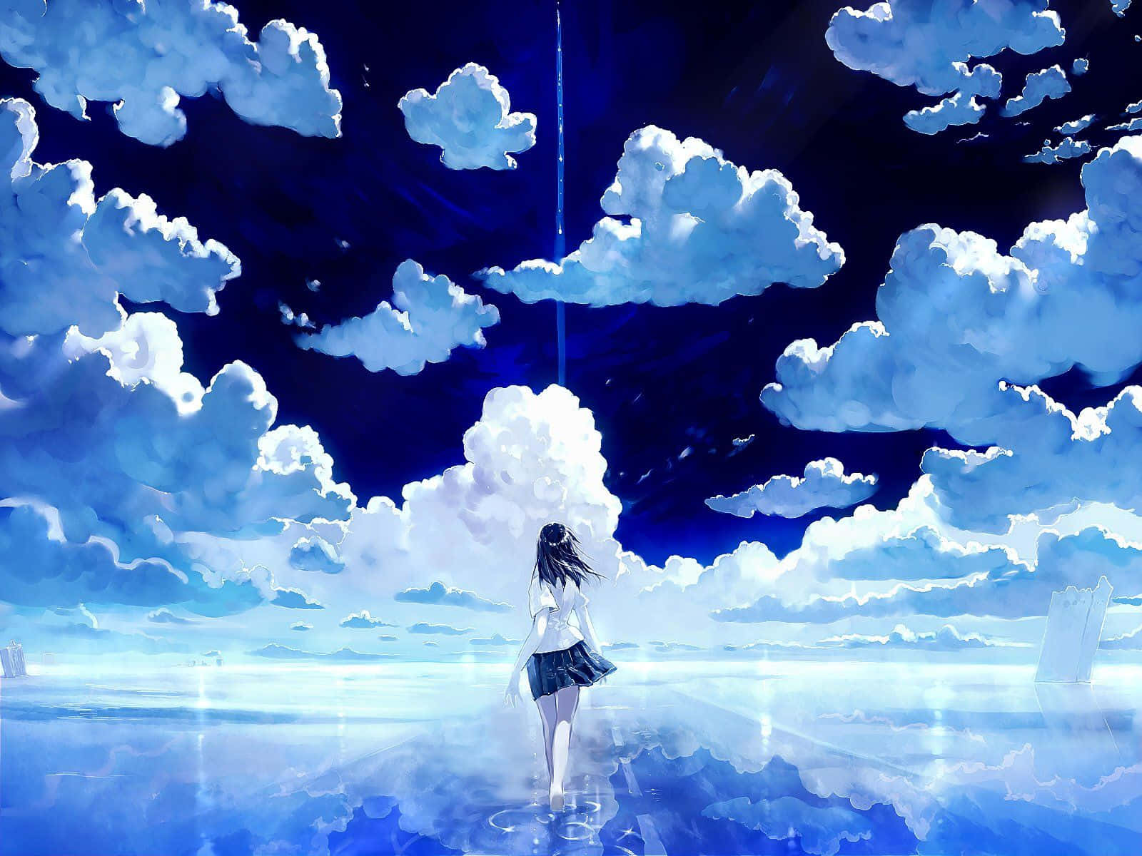 A Beautiful Landscape Of An Anime Sky Background