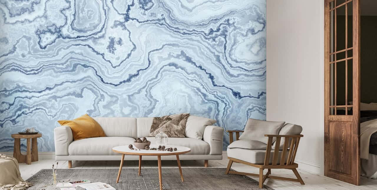 A Beautiful Light Blue Marble With Unique Patterns Background