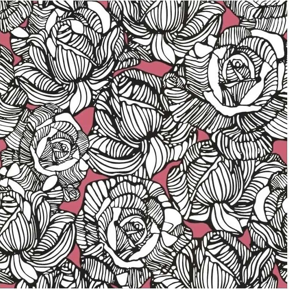 A Beautiful Modern Abstract Painting In Shades Of Pink, Black And White Background