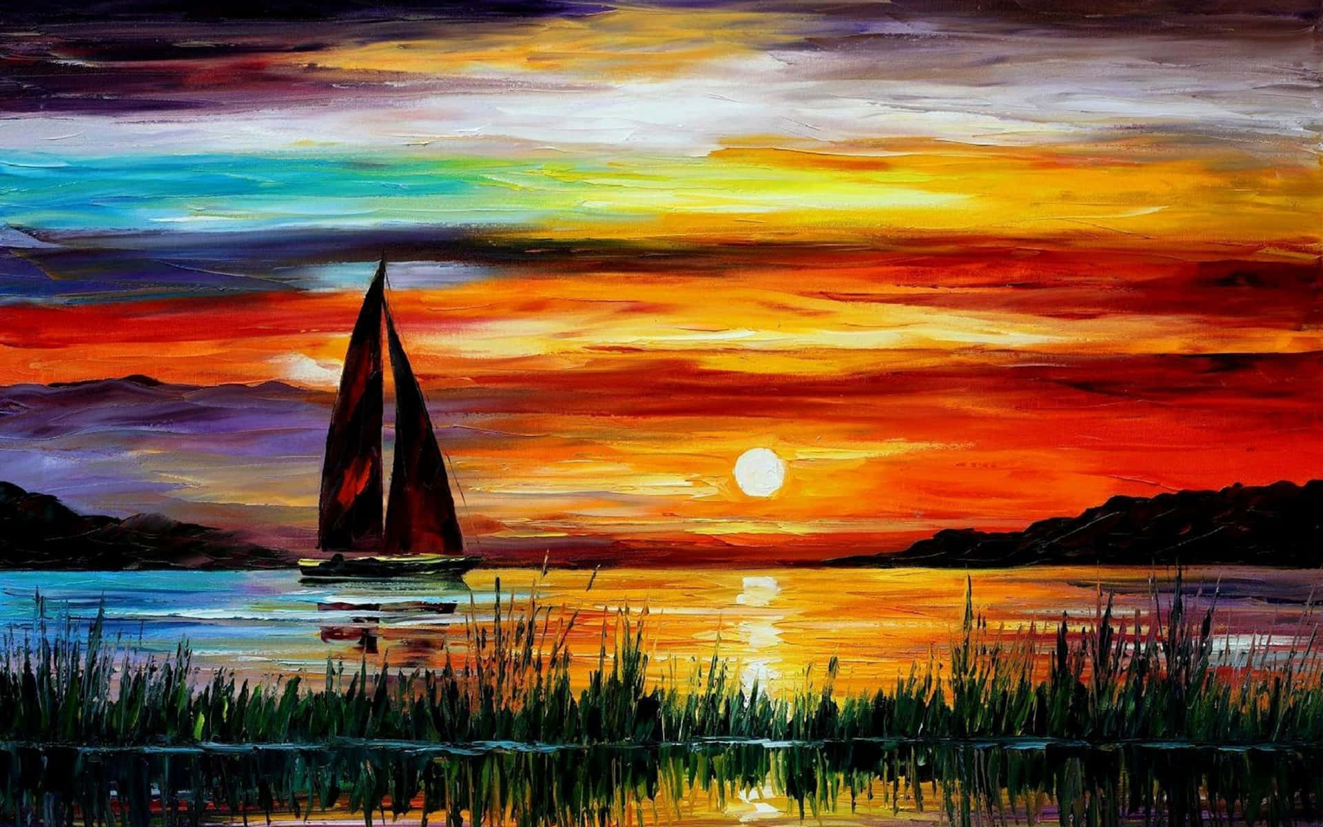A Beautiful Oil Painting Of A Tranquil Landscape. Background