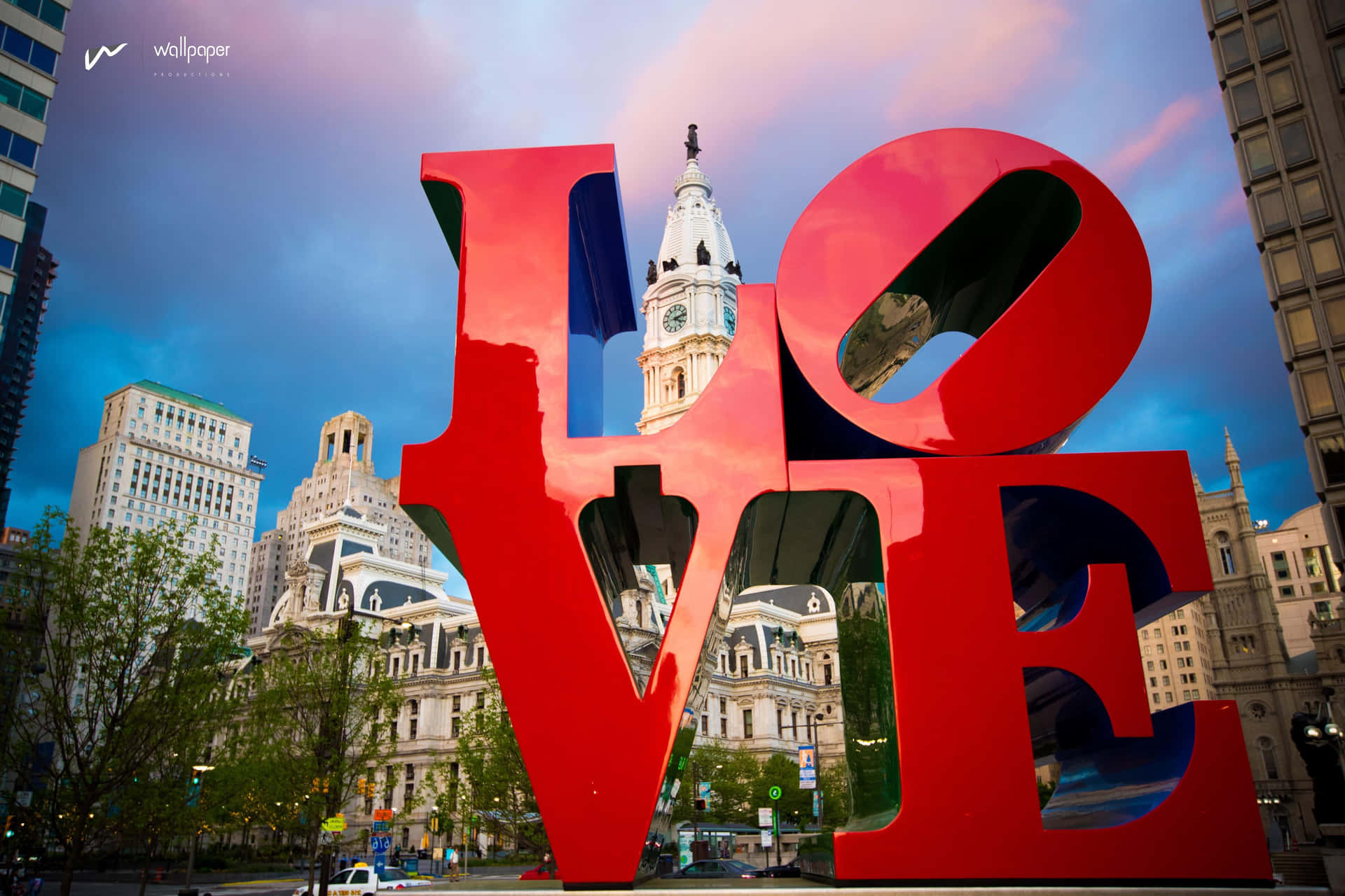 A Beautiful Philadelphia Skyline At Sunset. Background