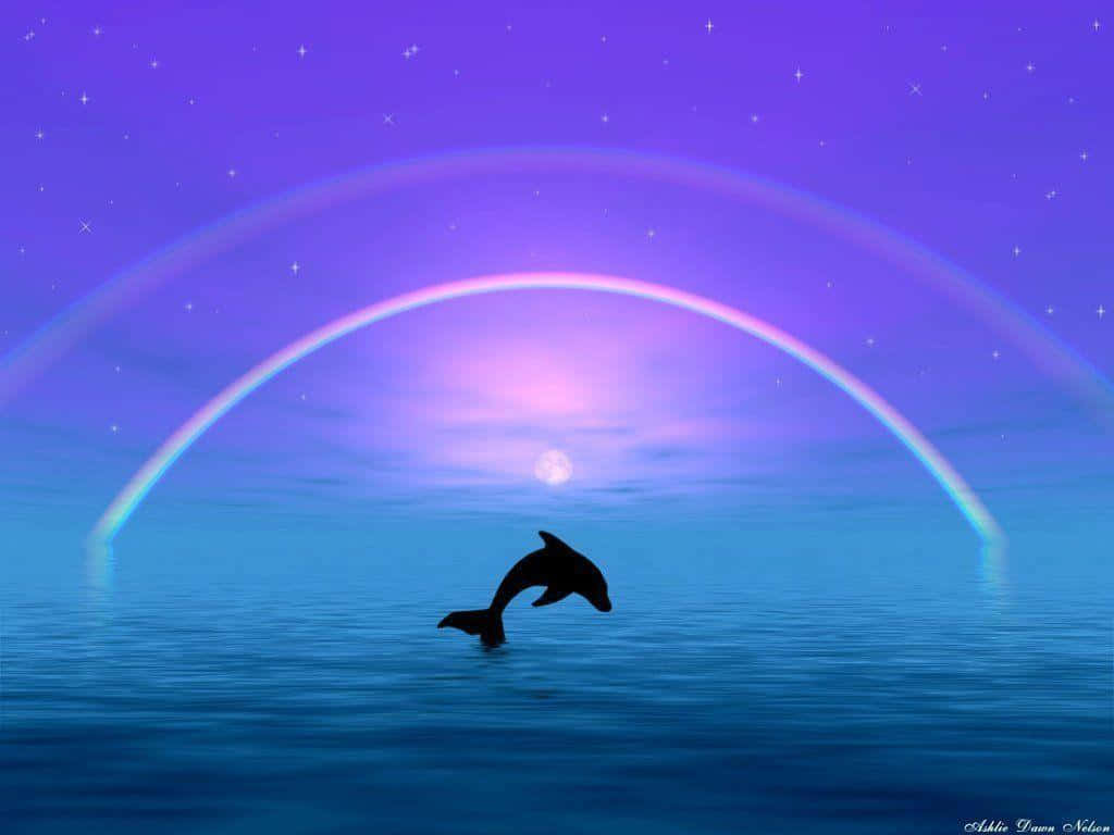 A Beautiful Pink Dolphin Swimming In The Ocean Background