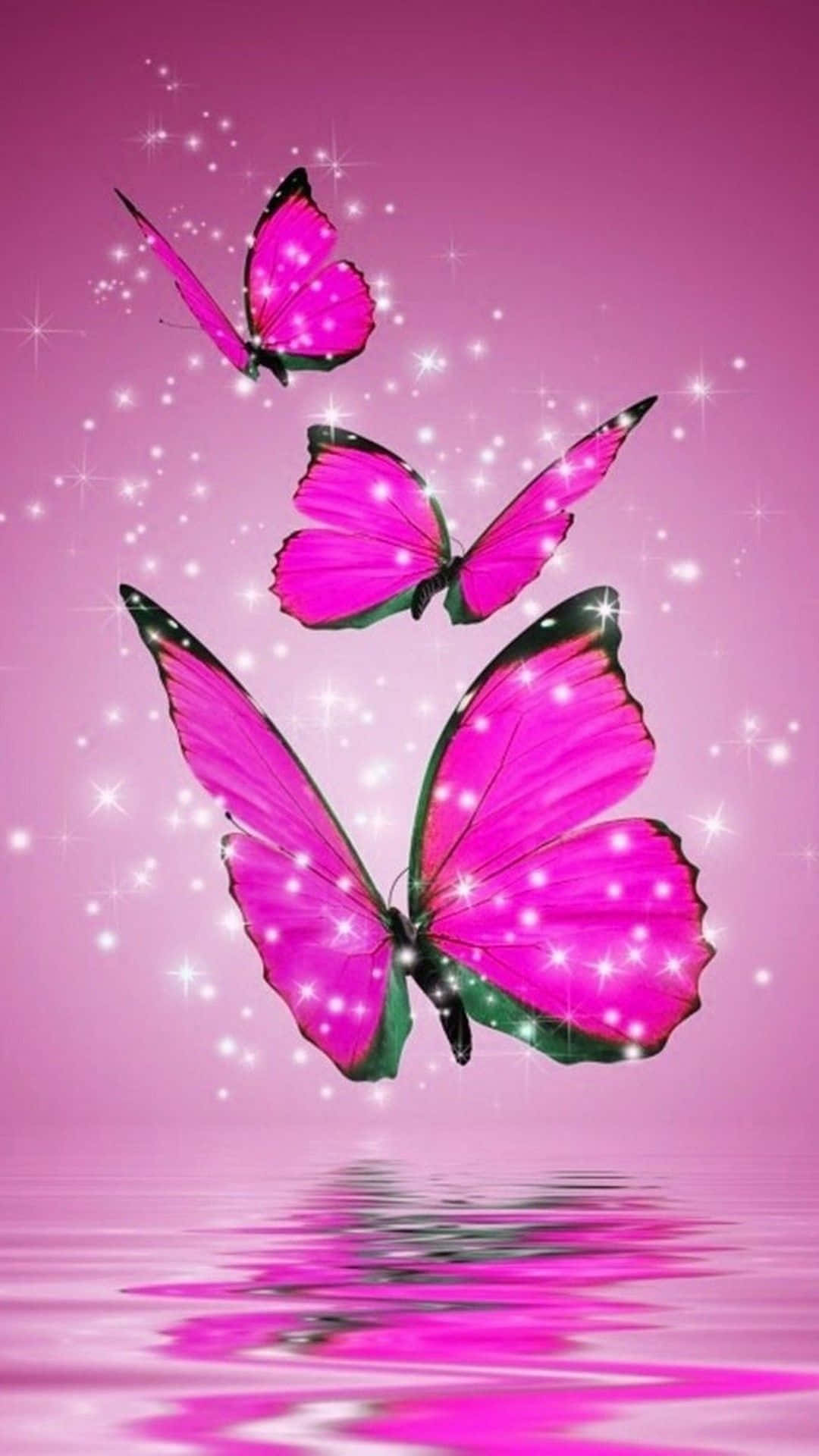 A Beautiful Pink Glitter Butterfly, Shining In The Sun. Background