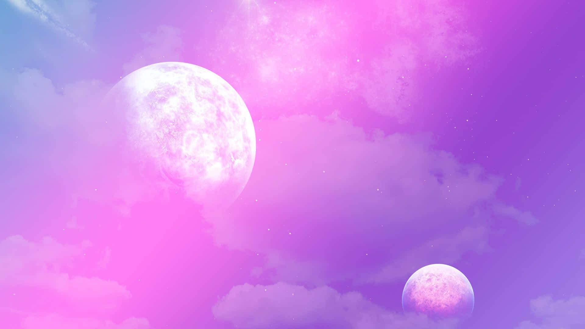 A Beautiful Pink Moon Visible In The Night Sky