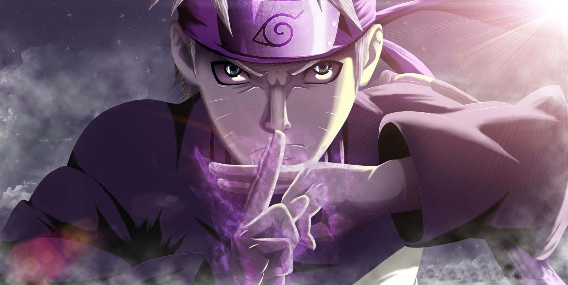 A Beautiful Purple Anime Character With Eyes Shut Background