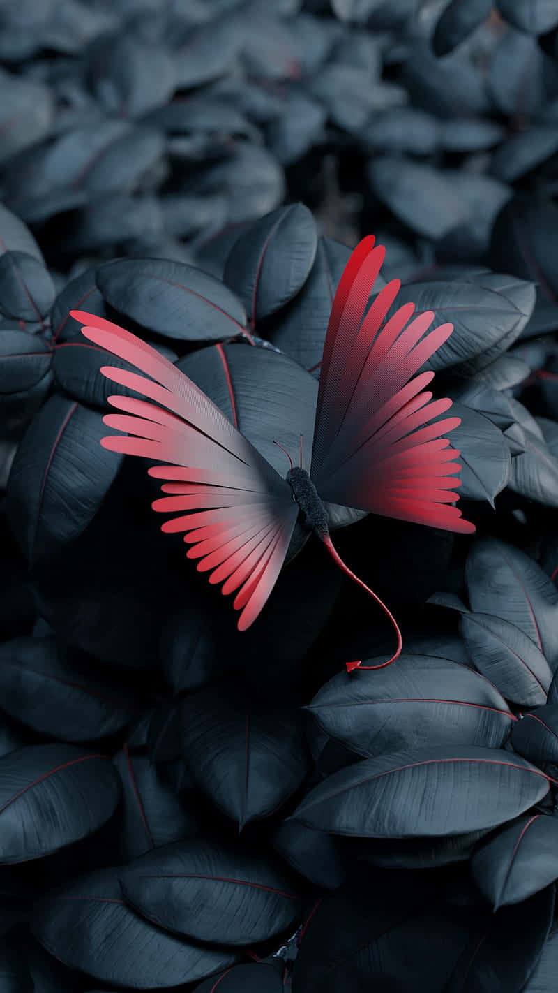 A Beautiful Red Butterfly Fluttering Amongst A Colorful Array Of Wildflowers. Background