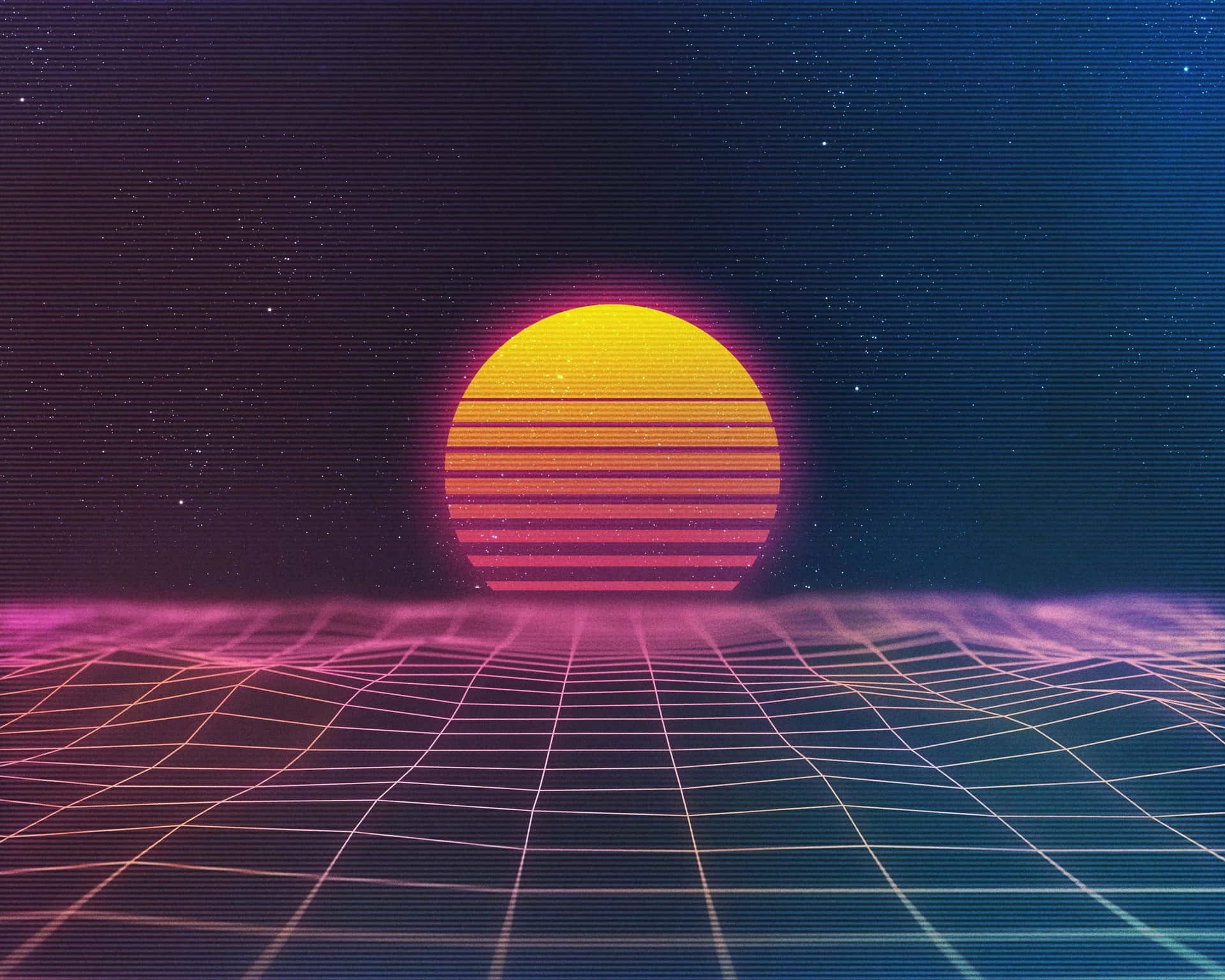 A Beautiful Retro Sunset Across A Lush Landscape. Background