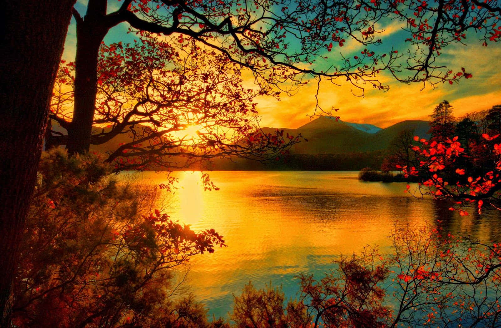 A Beautiful Sunrise View From Atop A Mountain Background