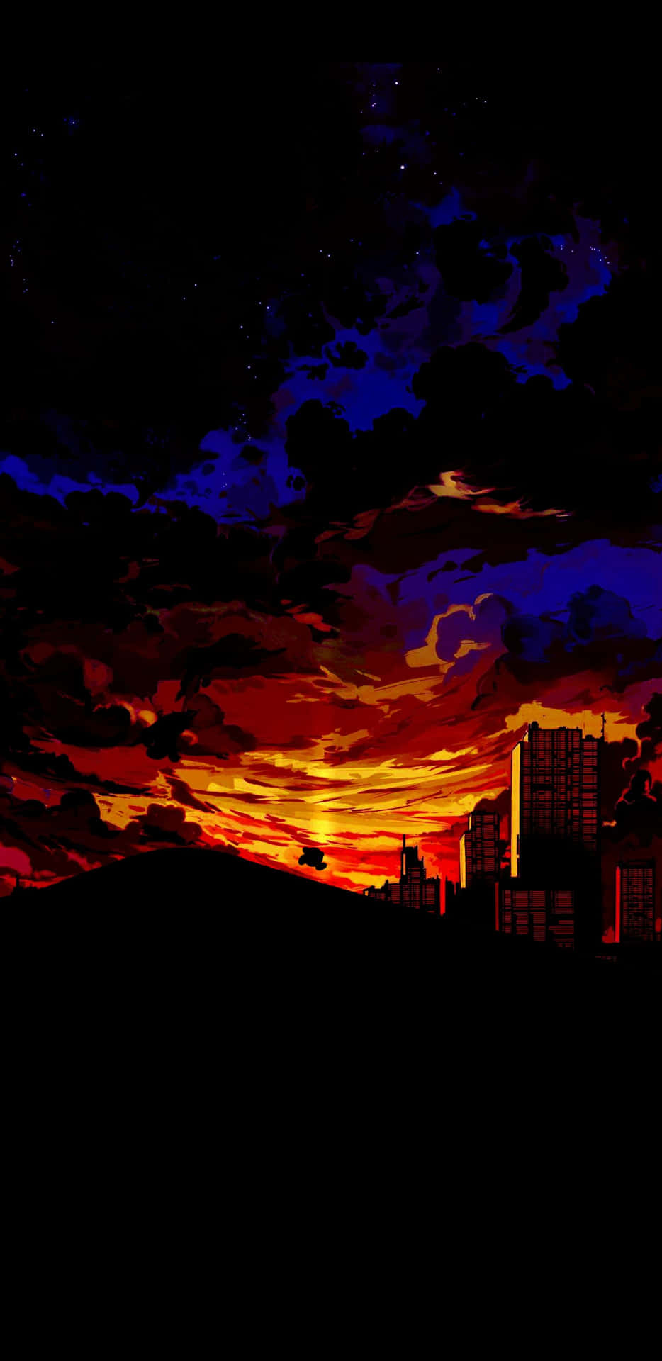 A Beautiful Sunset Landscape From An Anime World Background
