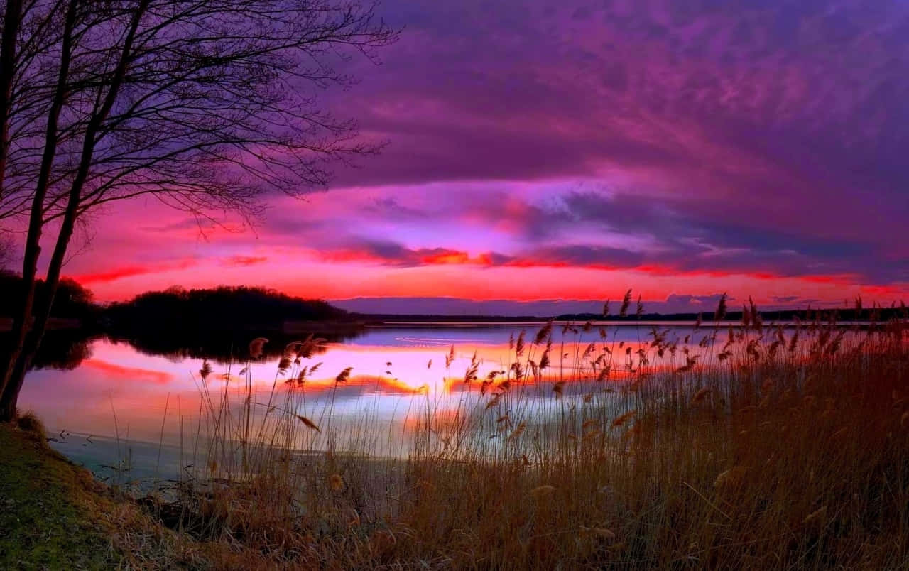 A Beautiful View Of A Blue And Purple Sunset Background