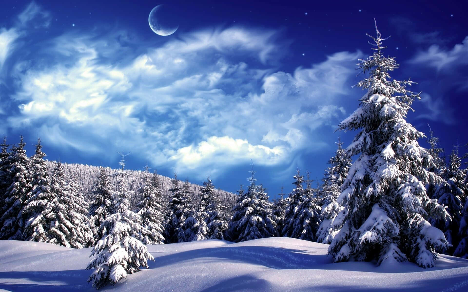 A Beautiful Winter Landscape Of Pristine Snow Background