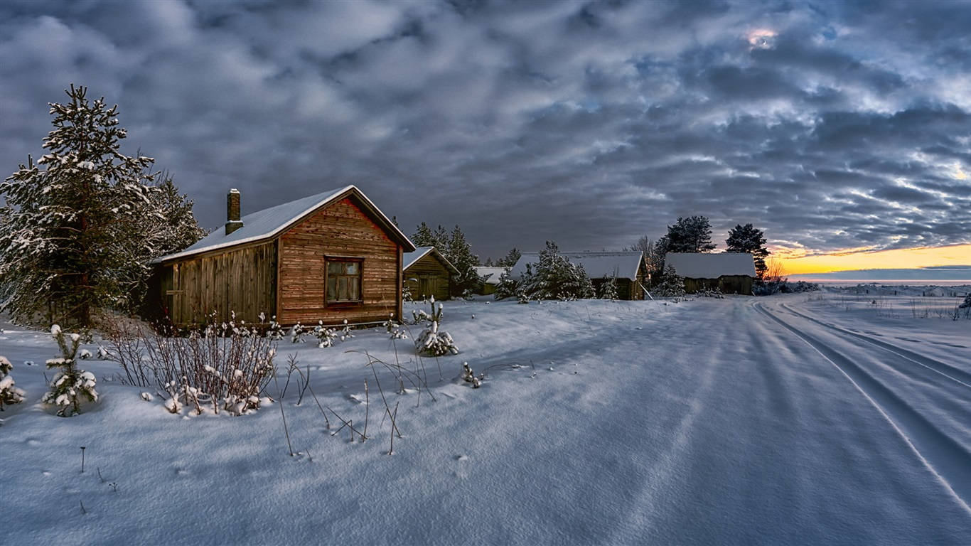 A Beautiful Winter Scene In The Mountains Background