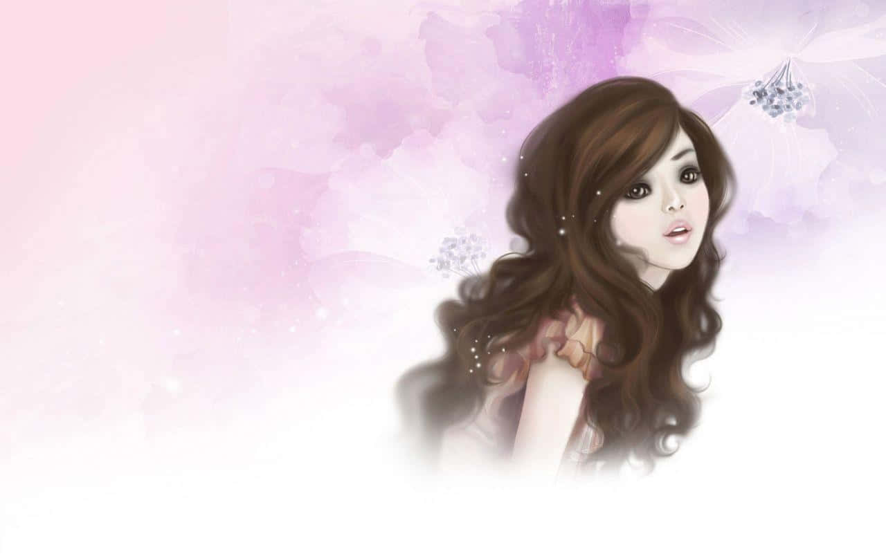 A Beautiful Young Girl Surrounded By Pink And Blue Balloons Background
