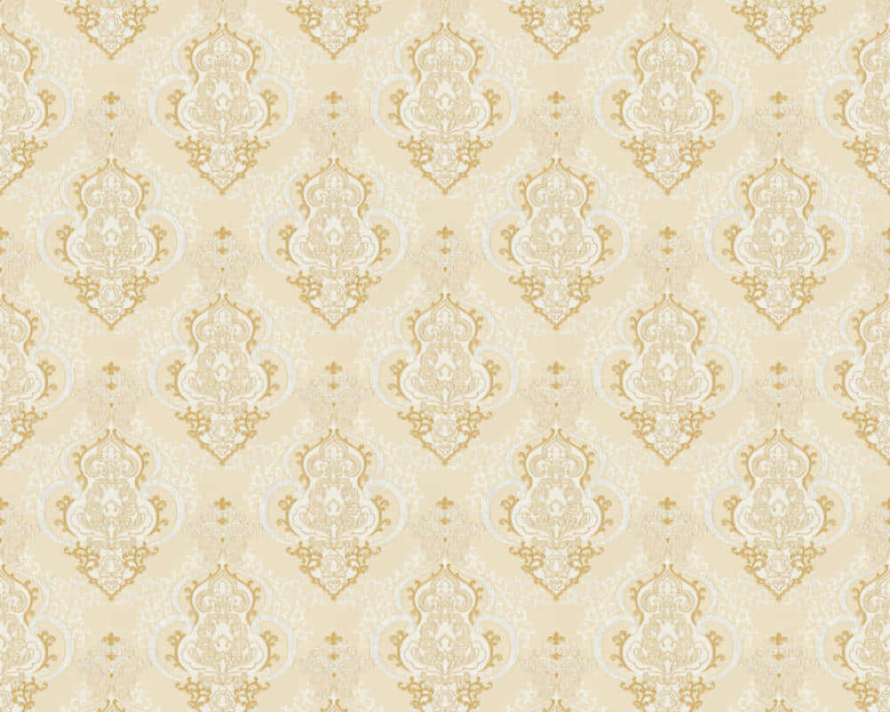A Beige And Gold Wallpaper With A Floral Pattern