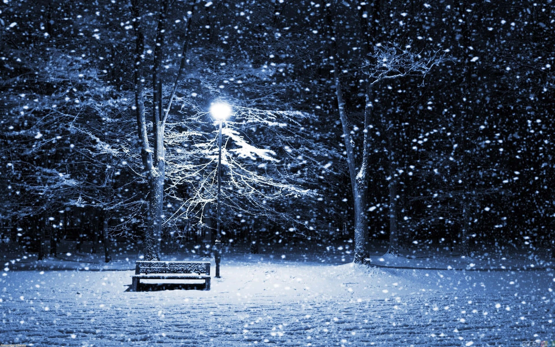 A Bench In The Snow Background