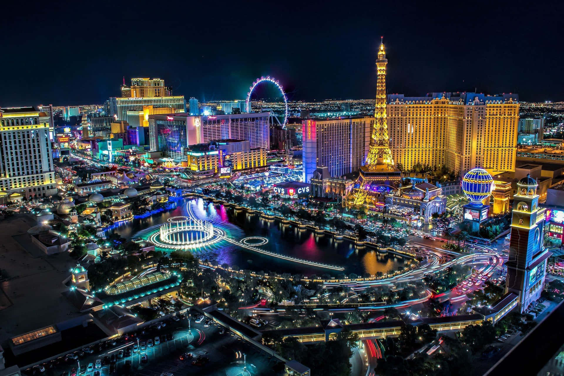 A Birds-eye View Of The Spectacular Skyline Of Las Vegas At Dusk Background