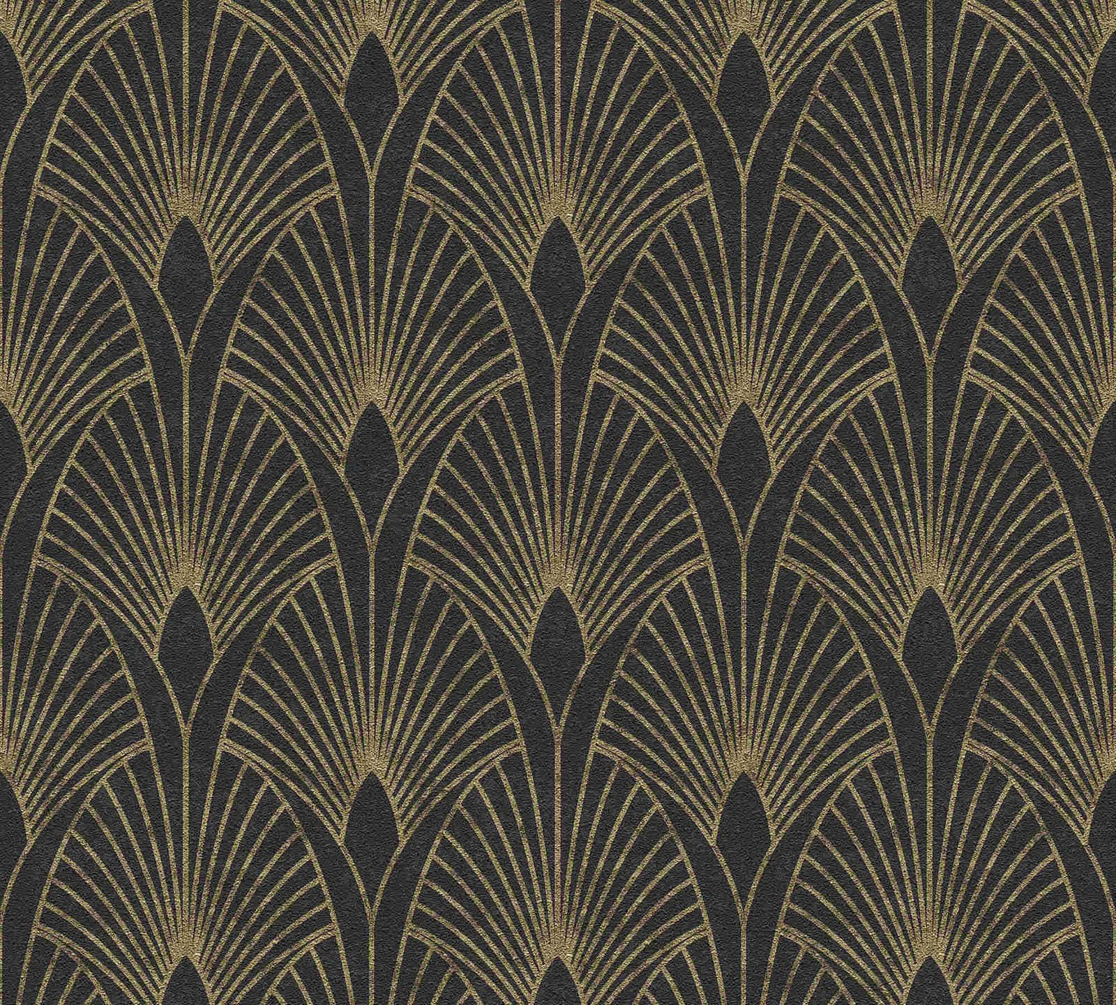 A Black And Gold Deco Wallpaper Background