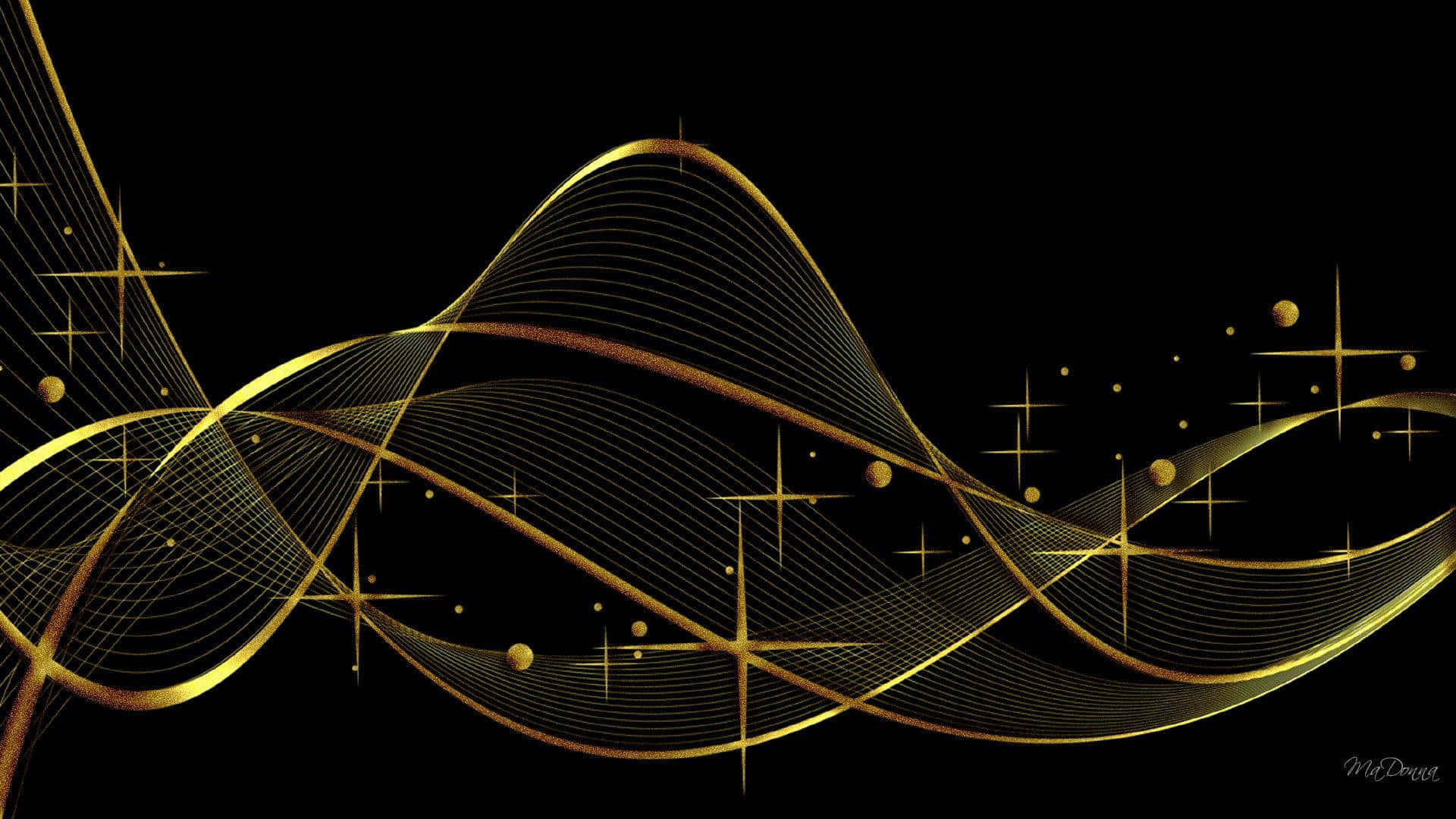 A Black And Gold Desktop With Gleaming Gold Accents Background