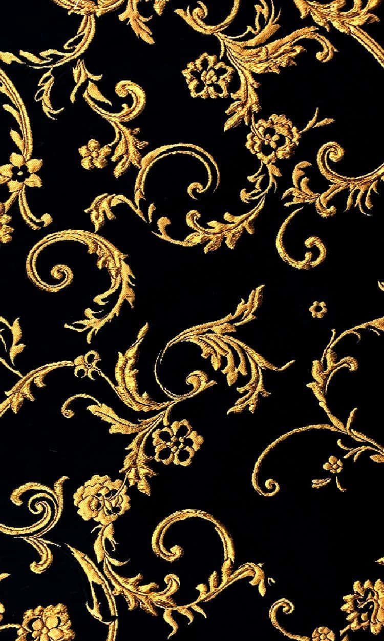 A Black And Gold Floral Pattern Background