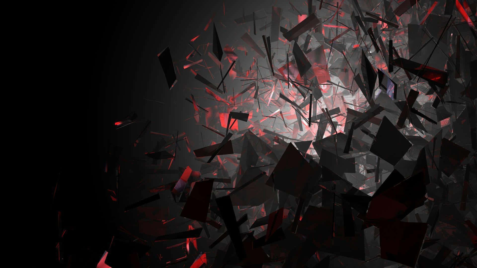 A Black And Red Abstract Background With A Lot Of Pieces
