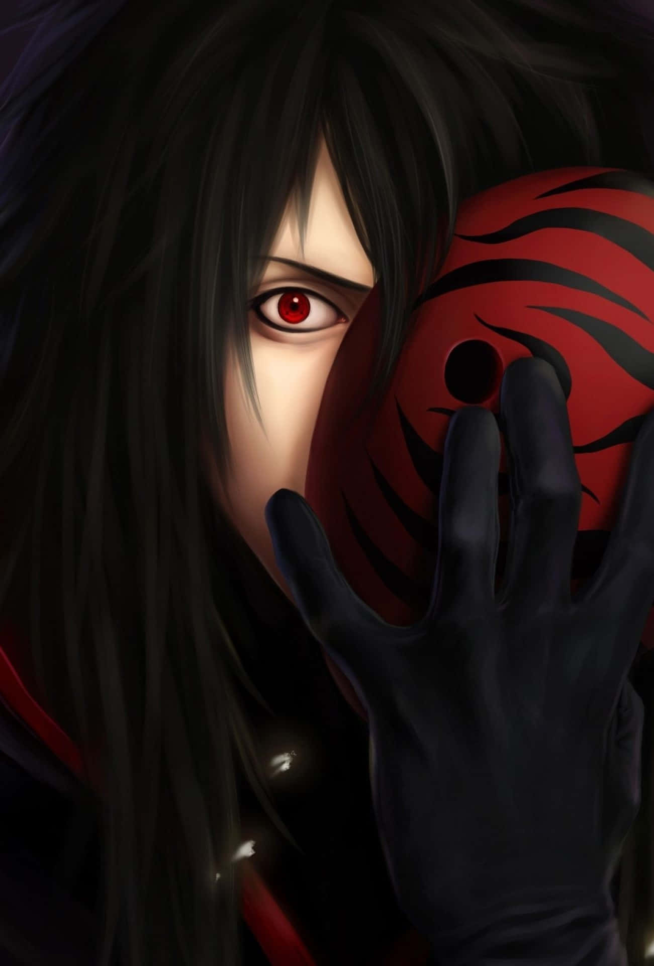 A Black And Red Anime Character Holding A Red Ball Background