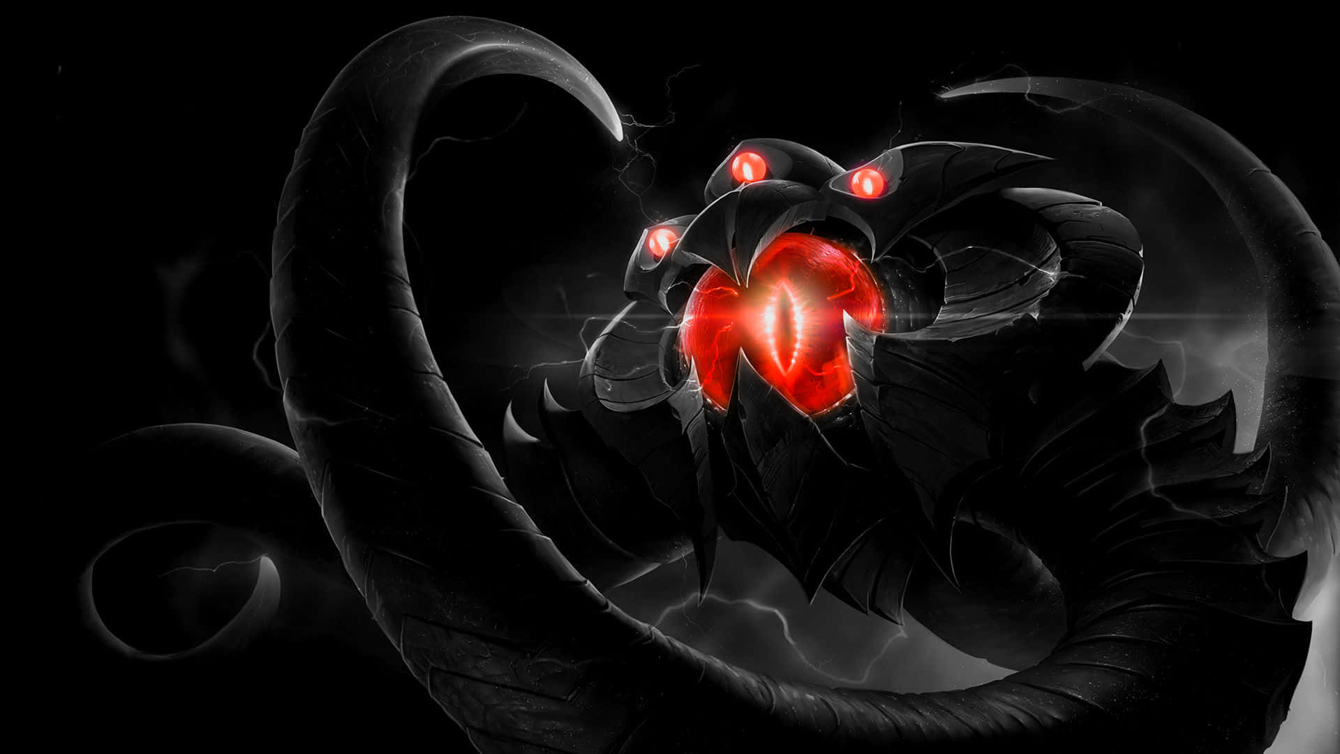 A Black And Red Demon With Red Eyes Background