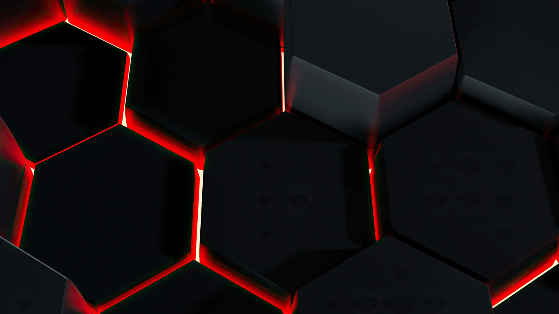 A Black And Red Hexagonal Background With Red Lights Background