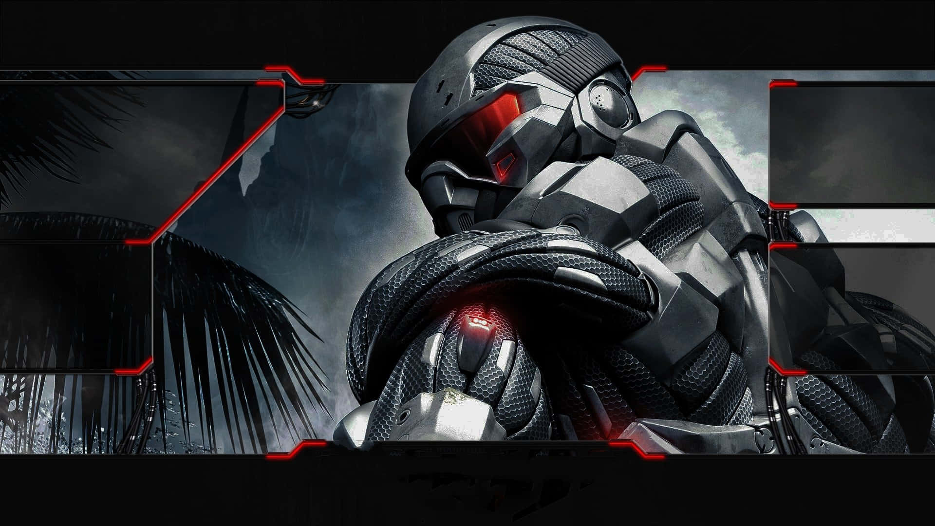 A Black And Red Image Of A Robot With Red Eyes Background