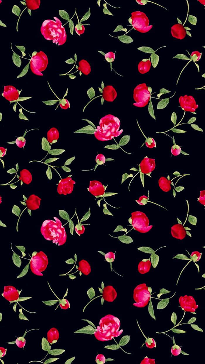 A Black And Red Rose Pattern Background