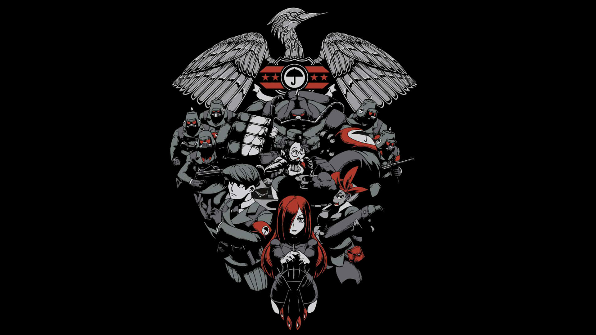 A Black And Red T - Shirt With A Bird On It Background
