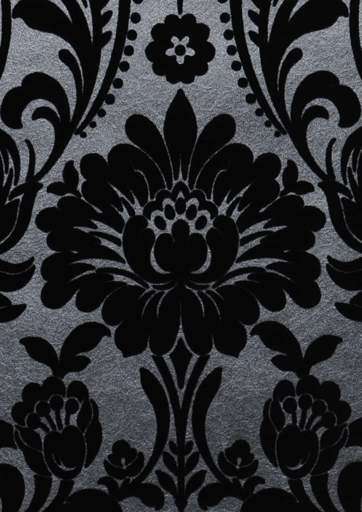 A Black And Silver Damask Wallpaper Background