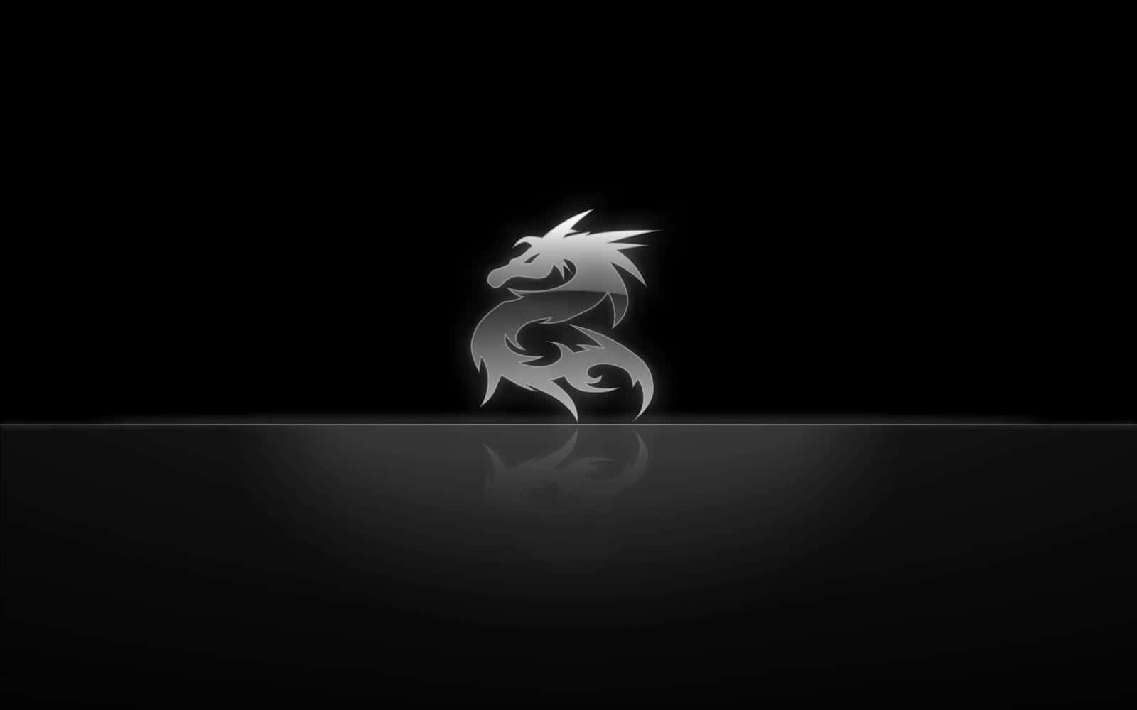 A Black And Silver Dragon Logo On A Black Background Background