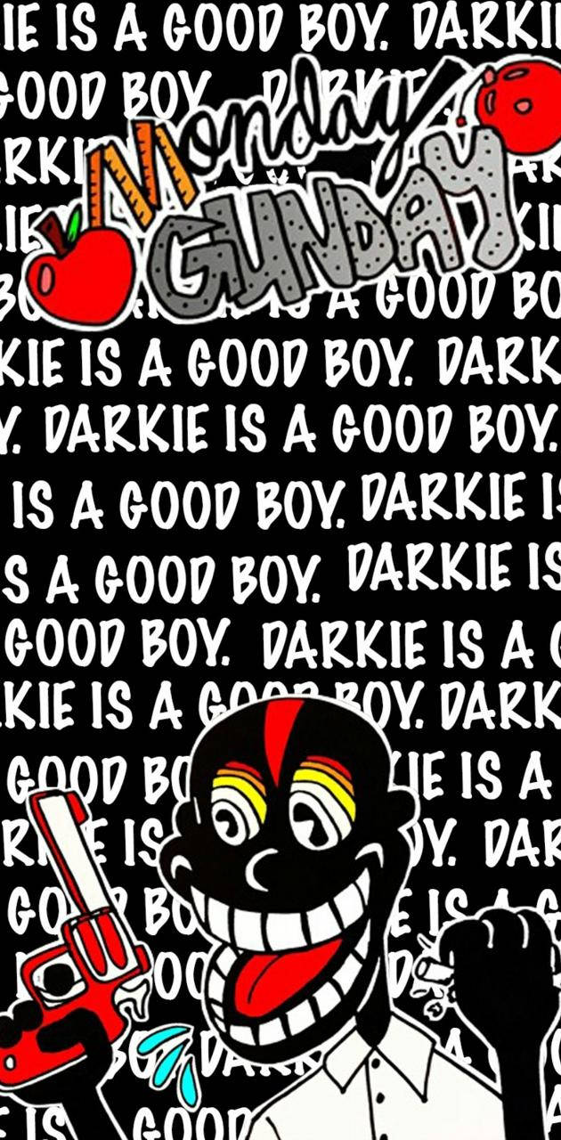 A Black And White Cartoon With The Words Good Boy Background