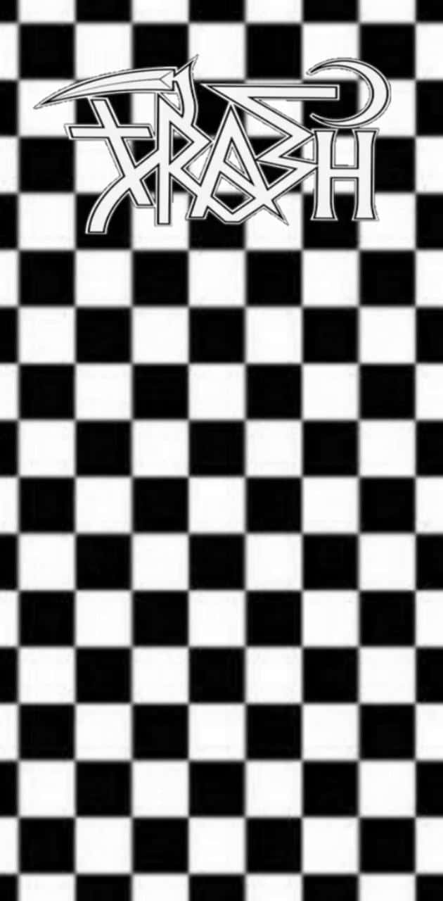 A Black And White Checkered Pattern With The Word Rash Background