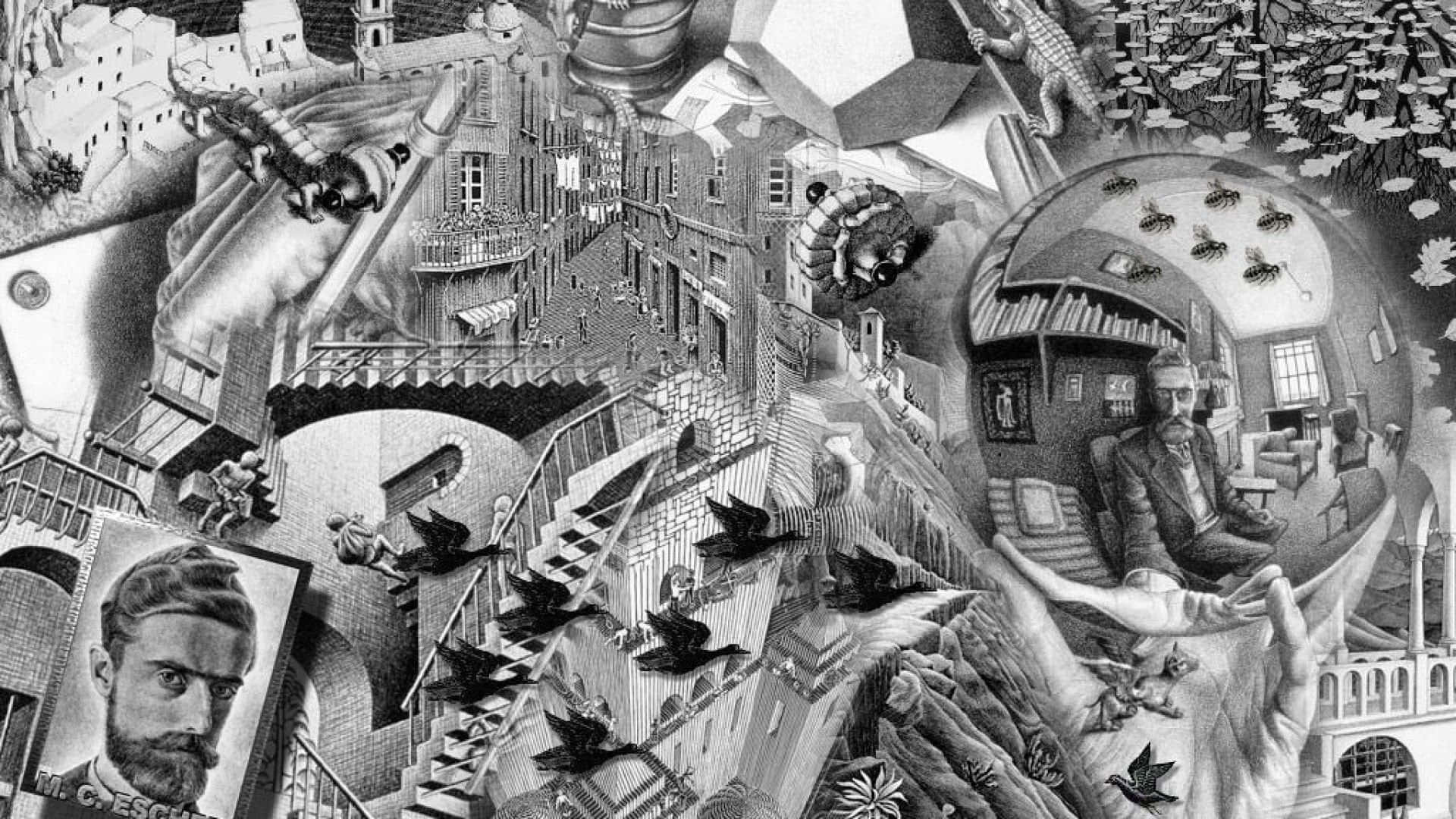 A Black And White Drawing Of A City Background