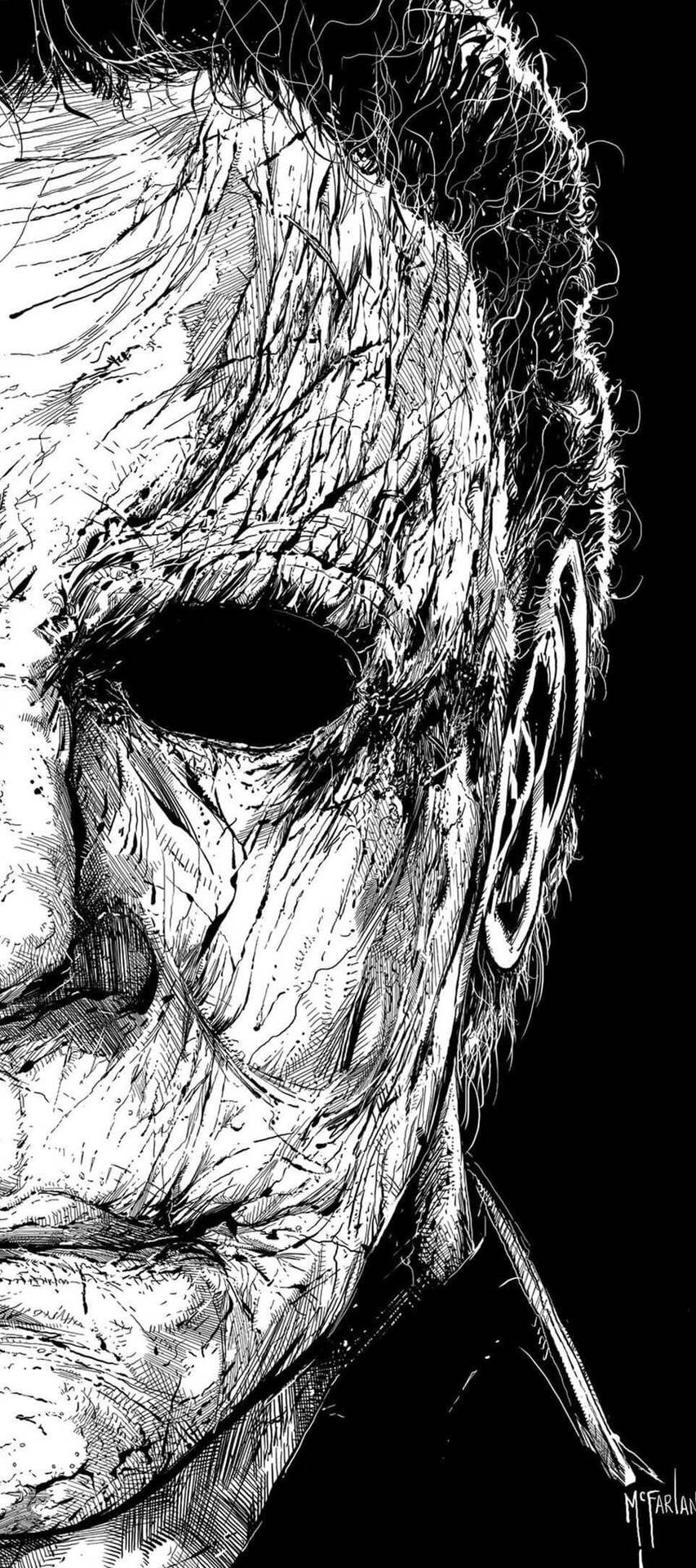 A Black And White Drawing Of A Halloween Mask Background