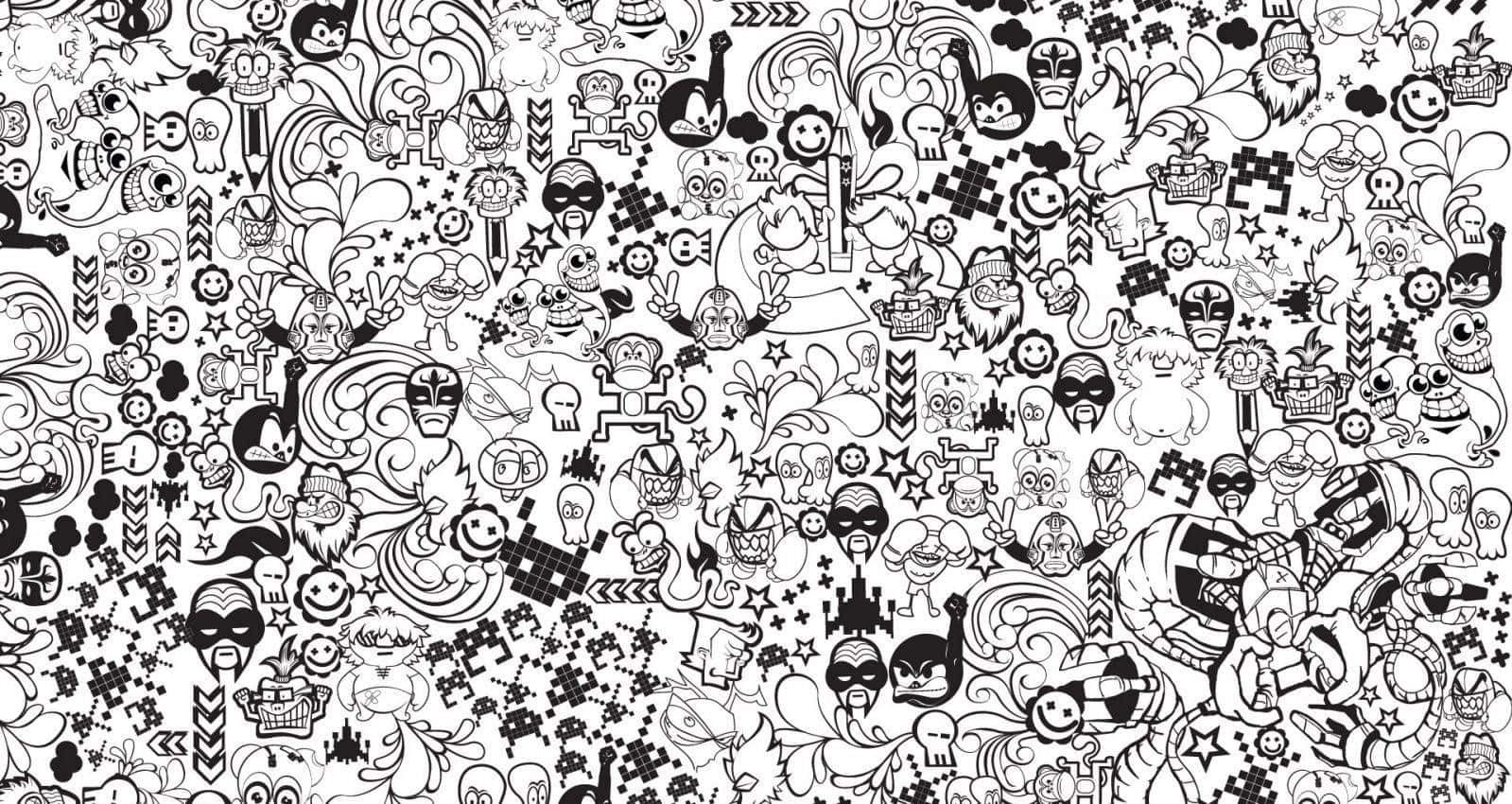 A Black And White Drawing Of A Lot Of Different Things Background