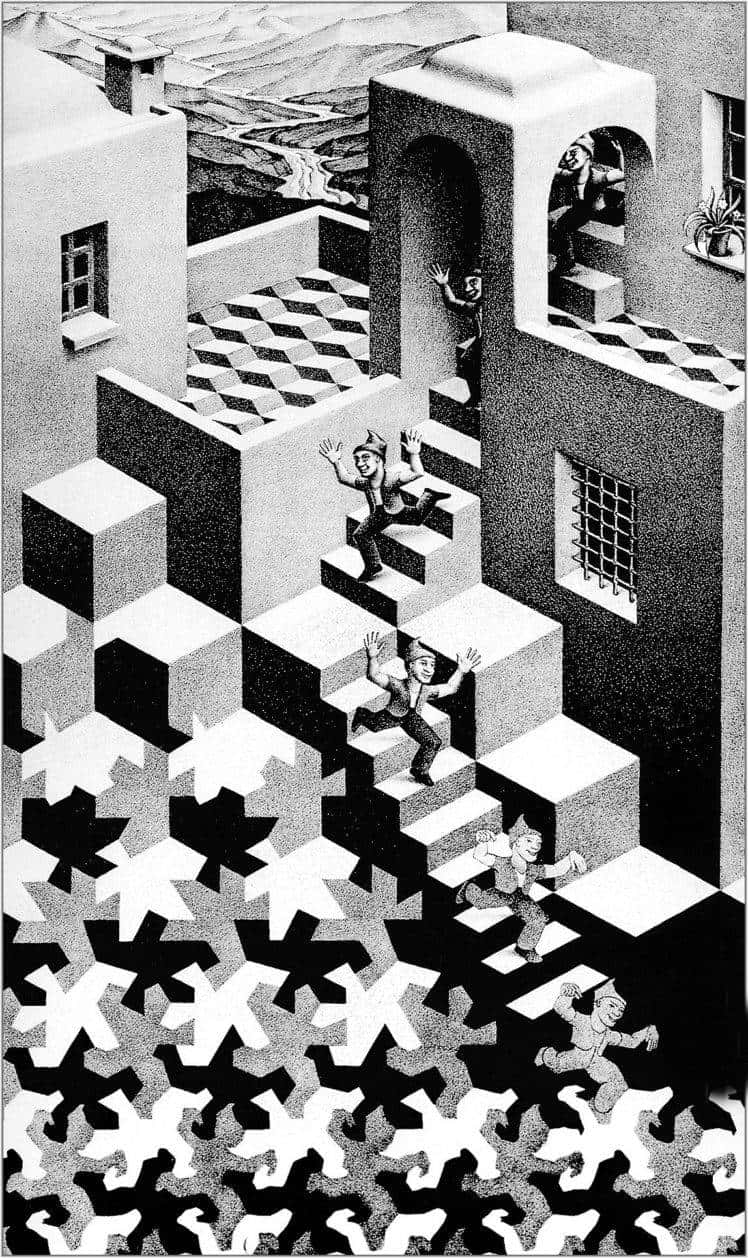 A Black And White Drawing Of A Puzzle With People In It Background