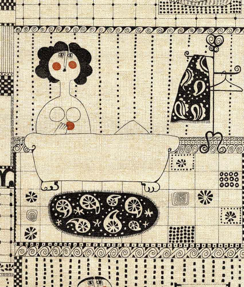 A Black And White Drawing Of A Woman In A Bath
