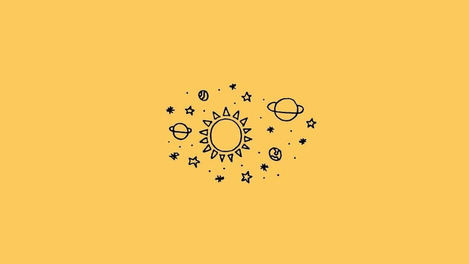 A Black And White Illustration Of The Sun And Planets Background